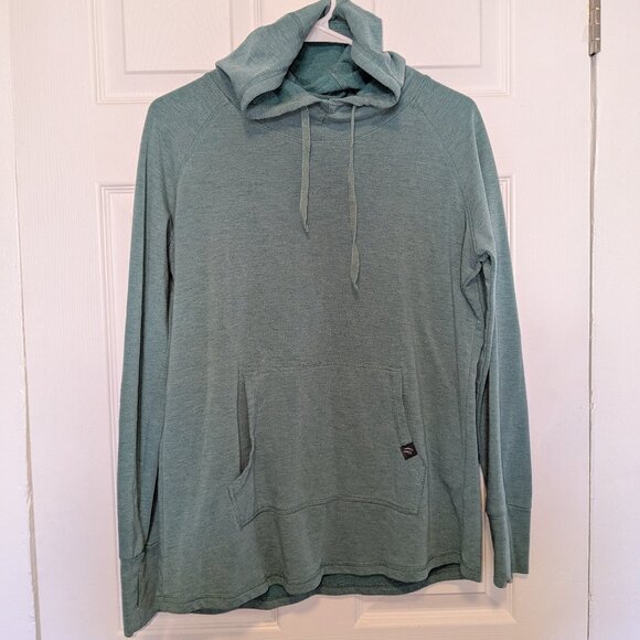 Free Fly Bamboo Fleece Pullover Hoodie Teal Green Blue Women's Large Kangaroo - Picture 1 of 8